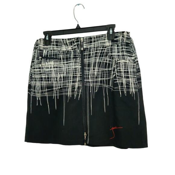 Jamie Sadock Women Strings Golf Skort Size 8 M Two-Way Zip Cooltrex Black/White - Picture 1 of 9